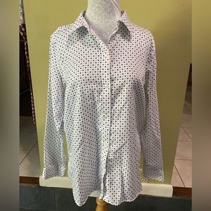 Men’s Black and White Patterned Chaps Button Down Longsleeve Shirt, Large